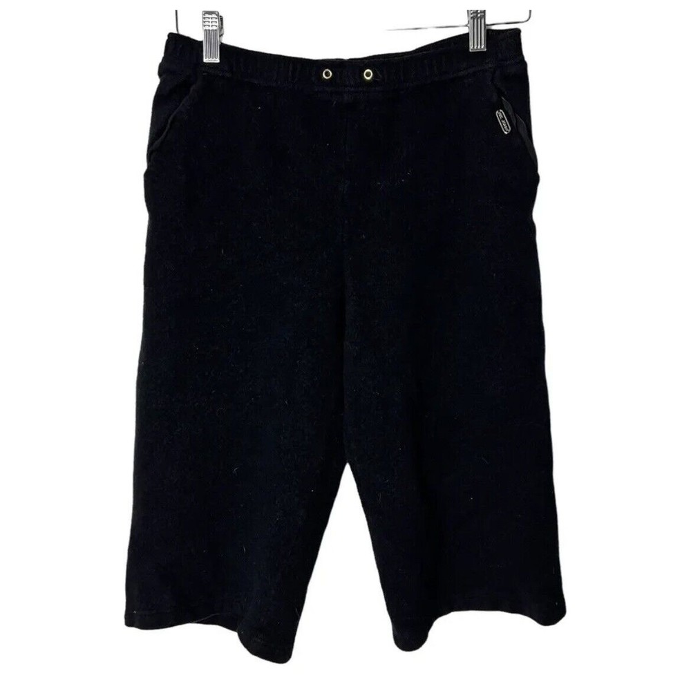 St John Sport Women's Santana Knit Wool Blend Pull On Black Shorts Sz Small